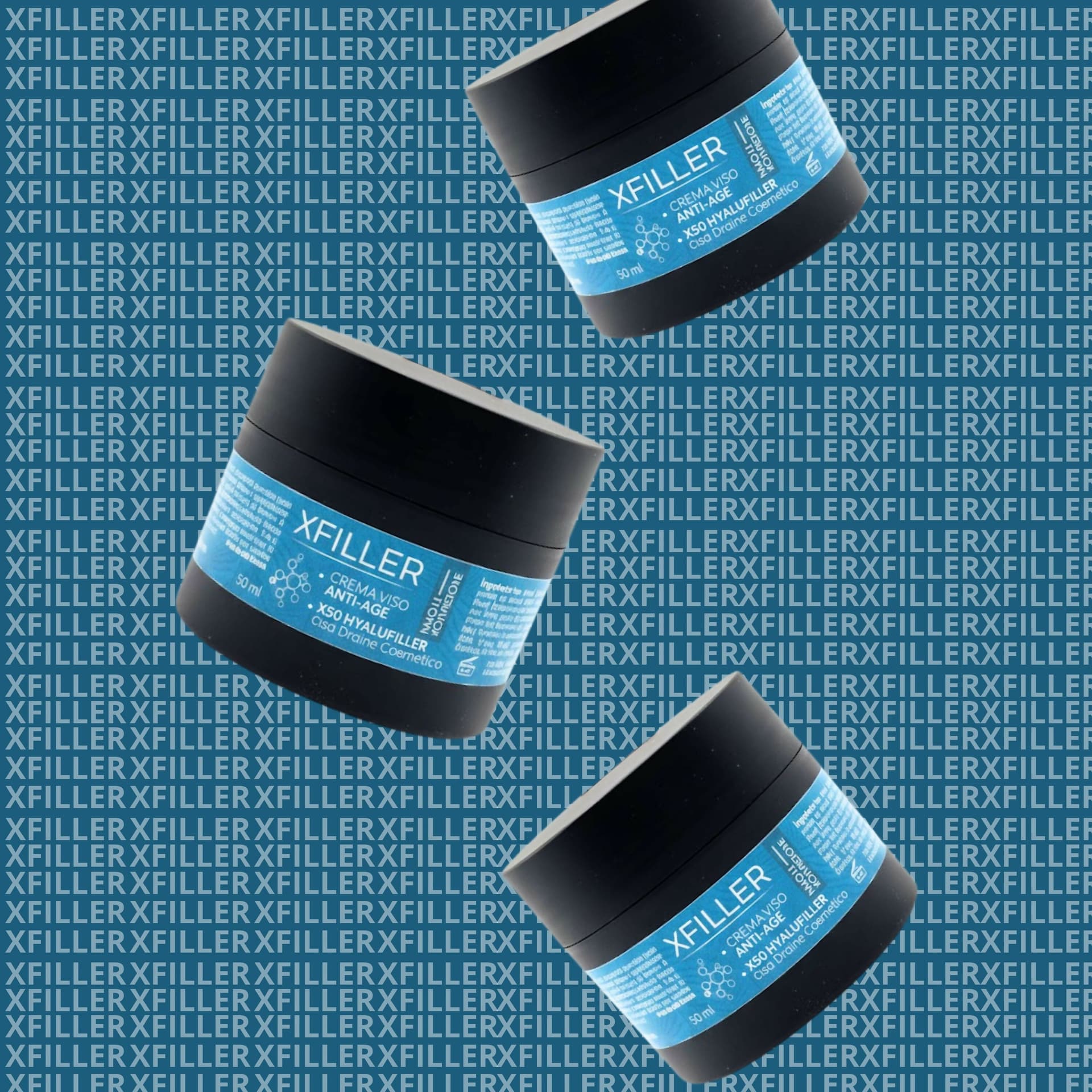 Xfiller - crema antirughe 100% naturale con x50 hyalufiller con drone cosmetico, arricchita con olio di mandorle dolci, burro di karitité, amamelide e olio di cocco pelle più giovane e luminosa 50ml in Trattamenti anti acne e anti macchie BasketGuru Italia - Palermo, commercioVirtuoso.it