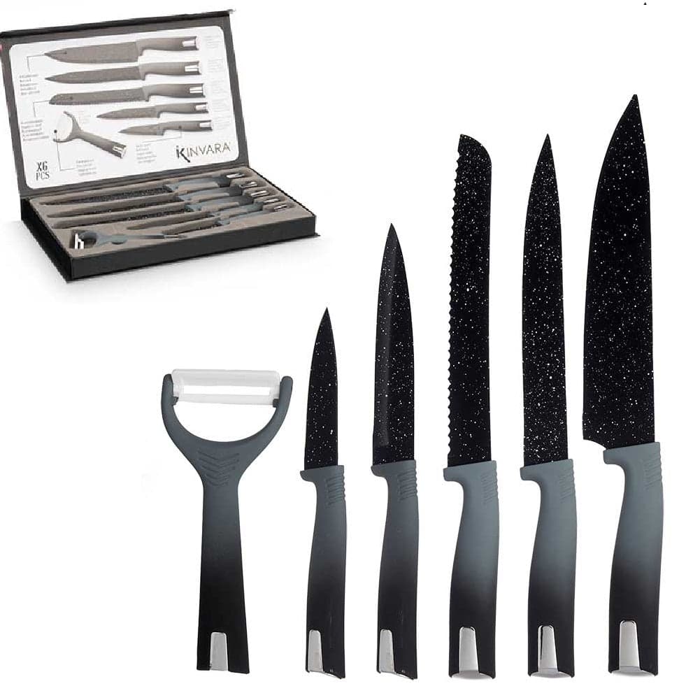 Confezione 6pz Coltelli Doppia Lama Manico Soft Ergonomici Acciaio Pietra in Set di coltelli da cucina Danyx - Casoria, commercioVirtuoso.it