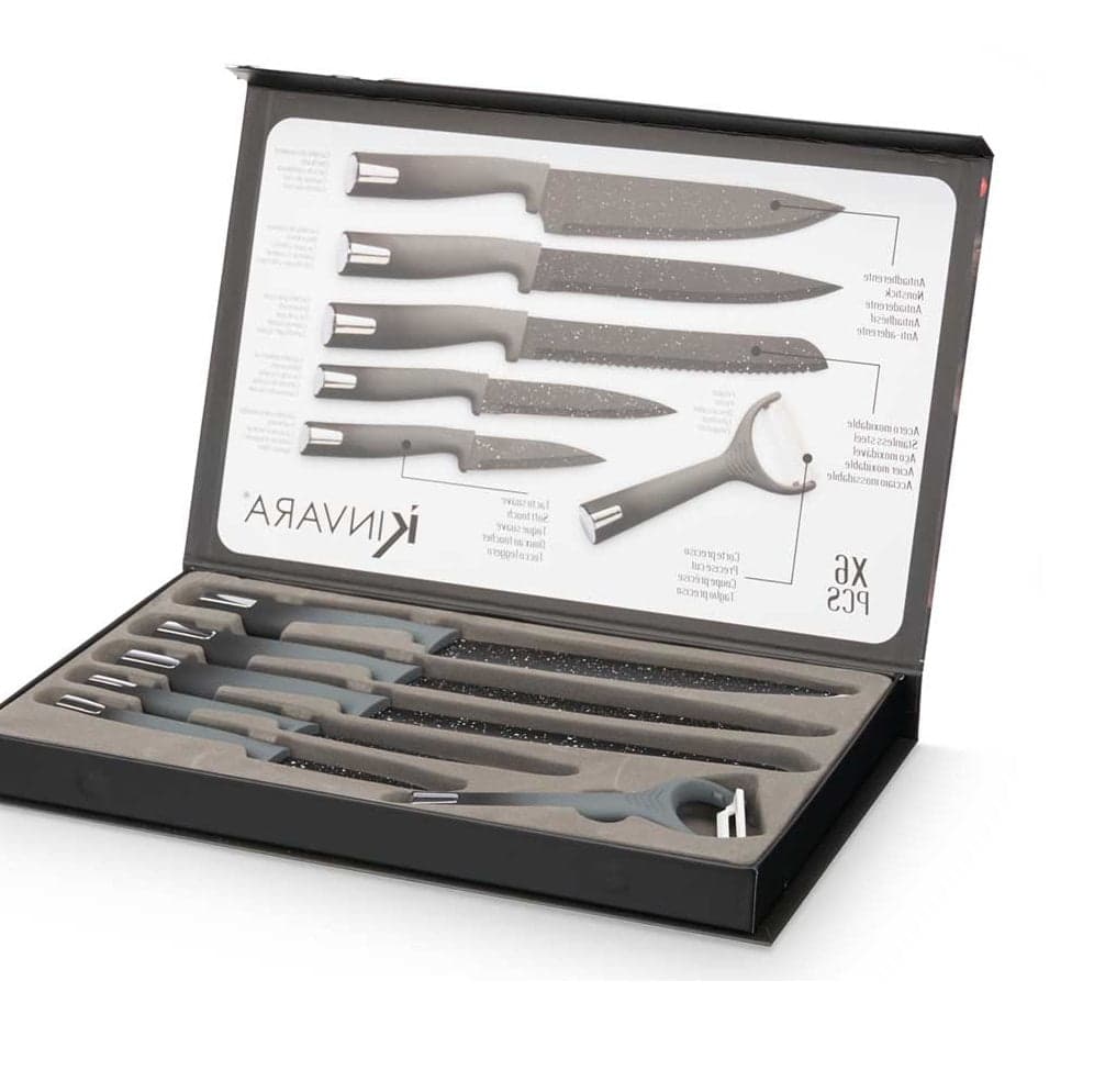 Confezione 6pz Coltelli Doppia Lama Manico Soft Ergonomici Acciaio Pietra in Set di coltelli da cucina Danyx - Casoria, commercioVirtuoso.it