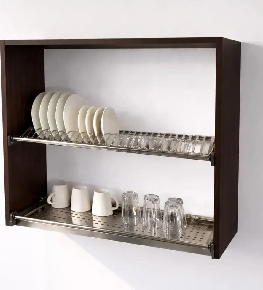 Pensile Scolapiatti Cucina con Ante in Legno Nobilitato Wenge Altezza 72 cm in prodotto Calandrelli - Napoli, commercioVirtuoso.it