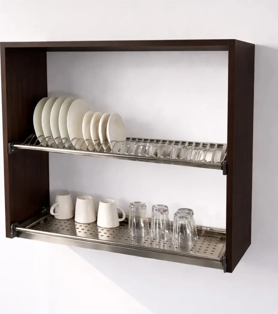 Pensile Scolapiatti Cucina con Ante in Legno Nobilitato Wenge Altezza 72 cm in prodotto Calandrelli - Napoli, commercioVirtuoso.it