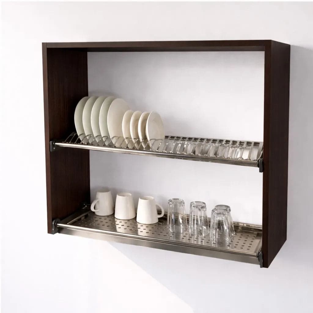 Pensile Scolapiatti Cucina con Ante in Legno Nobilitato Wenge Altezza 72 cm in prodotto Calandrelli - Napoli, commercioVirtuoso.it