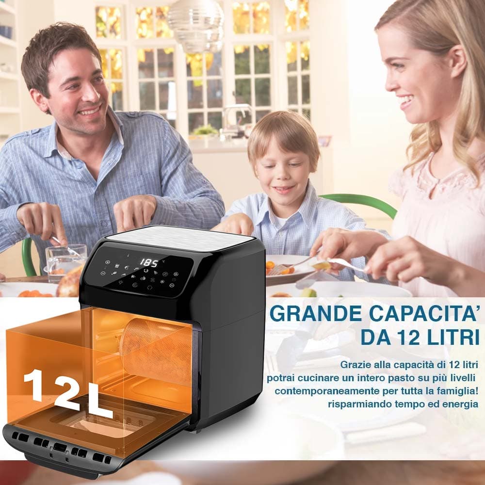 Forno Friggitrice Ad Aria 12Lt Digitale 1800W Timer 12 Programmi Senza Olio Led in Friggitrici Danyx - Casoria, commercioVirtuoso.it