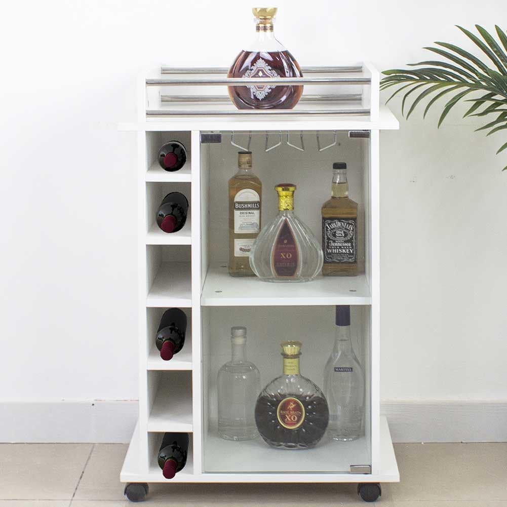 Mobiletto Bar Porta Bottiglie Legno Mdf 6 Vani 3Ripiani Porta Calici Bianco in Porta bottiglie da vino Danyx - Casoria, commercioVirtuoso.it