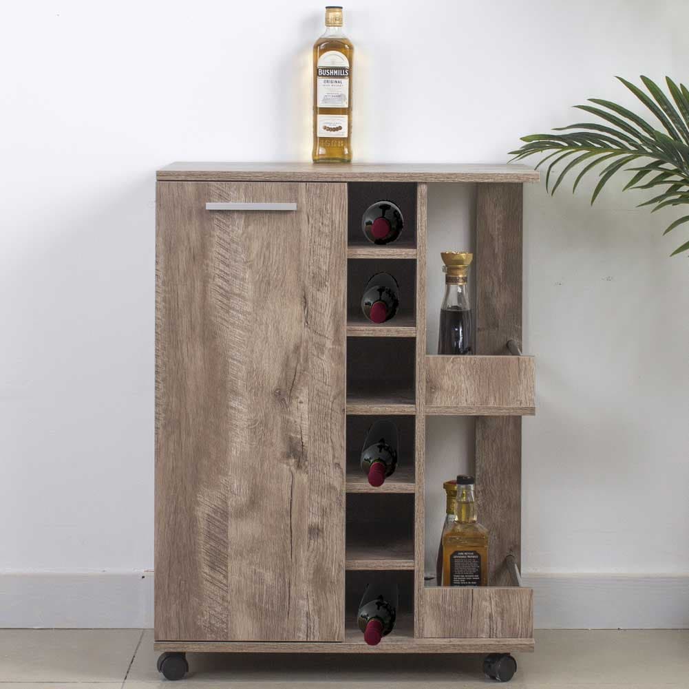 Mobiletto Bar Porta Bottiglie Vino Legno Mdf 6Posti 1Anta 2 Ripiani Tortora in Porta bottiglie da vino Danyx - Casoria, commercioVirtuoso.it