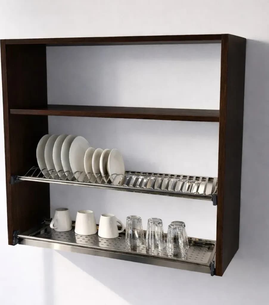 Pensile Scolapiatti Cucina con Ante in Legno Nobilitato Wenge Altezza 90 cm in prodotto Calandrelli - Napoli, commercioVirtuoso.it