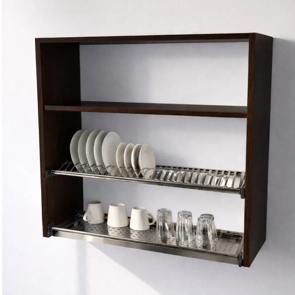 Pensile Scolapiatti Cucina con Ante in Legno Nobilitato Wenge Altezza 90 cm in prodotto Calandrelli - Napoli, commercioVirtuoso.it