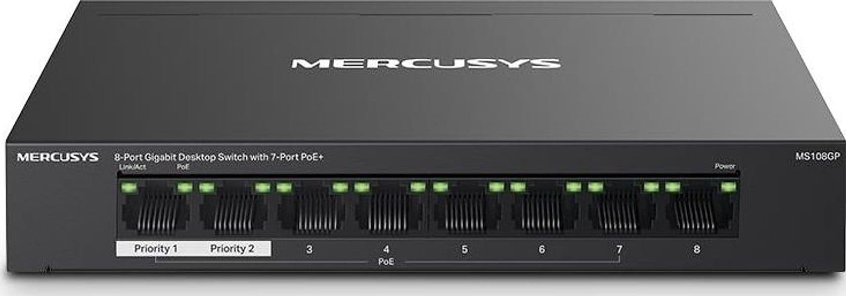 Switch 8 porte Gigabit con 7 porte PoE+ Mercusys MS108GP