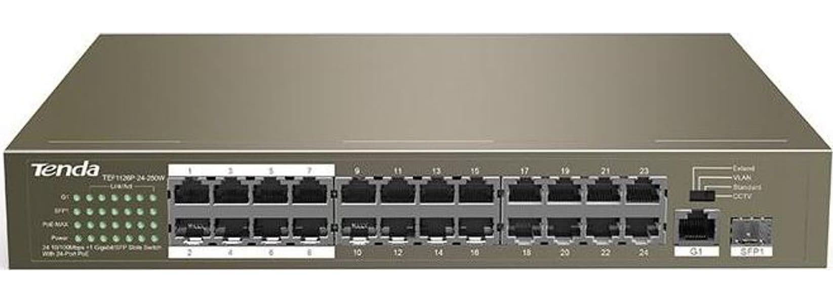 Tenda switch 24 ports PoE 10/100Mbps + 1 GE/SFP - Business - 2