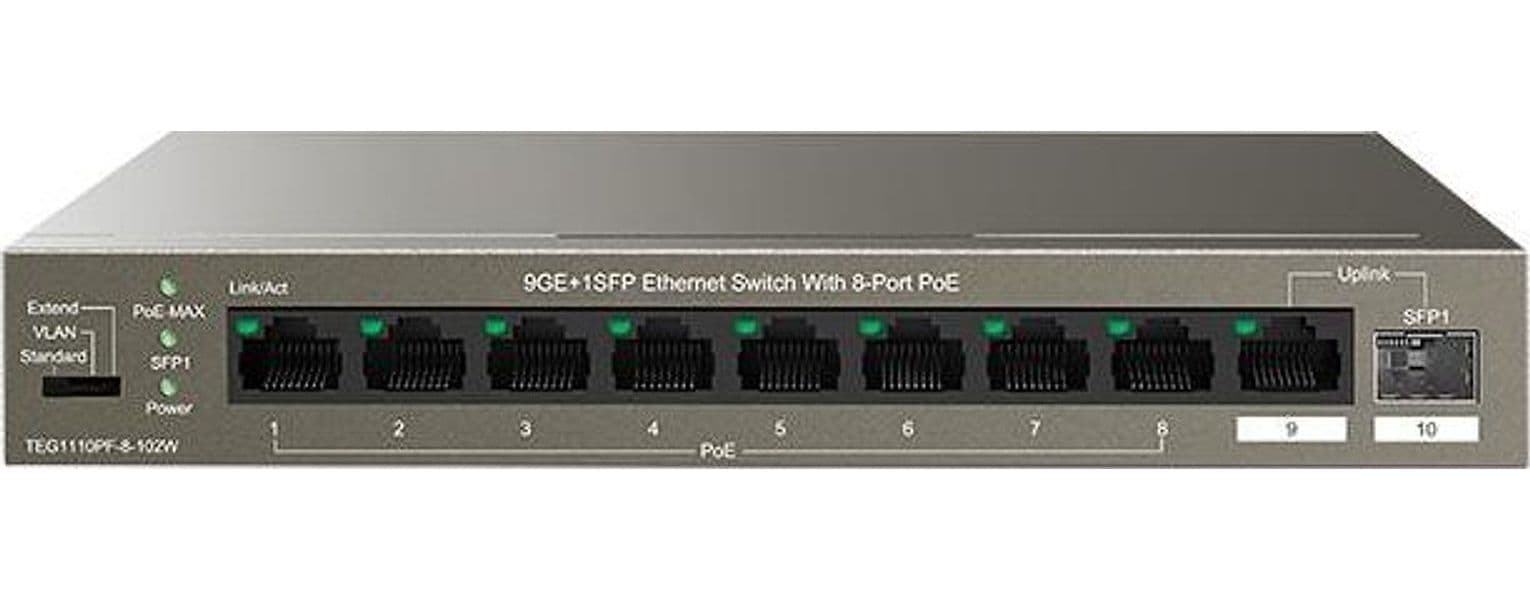 Switch Ethernet 9 porte GE+1SFP con 8-Port PoE 102w - 2