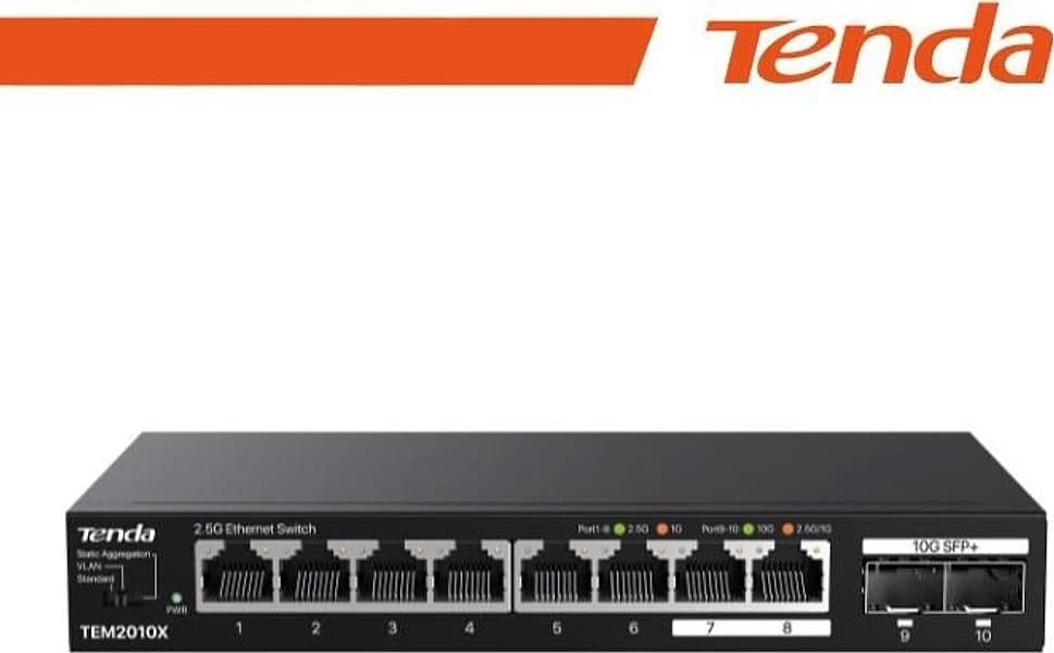 Tenda Switch con 8 porte LAN 2.5 Gbps e 2 porte 10 Gbps SFP+ - TEM2010X
