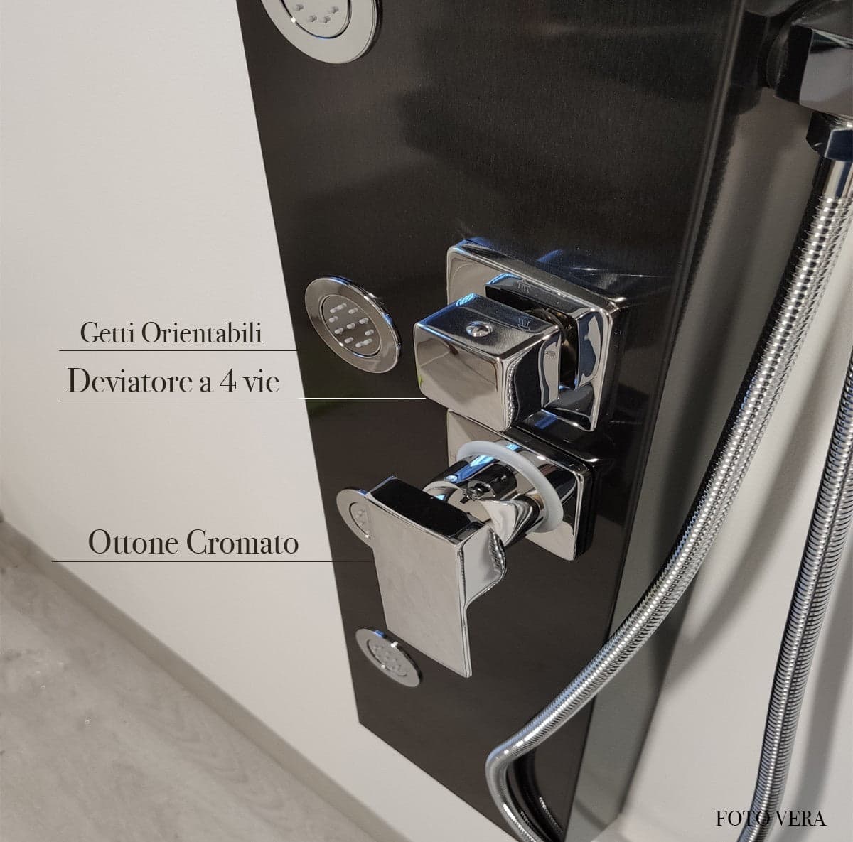 Colonna Doccia Idromassaggio Nera Spazzolata| Smeralda in Rubinetti per vasca Mondialshop - Parabiago, commercioVirtuoso.it