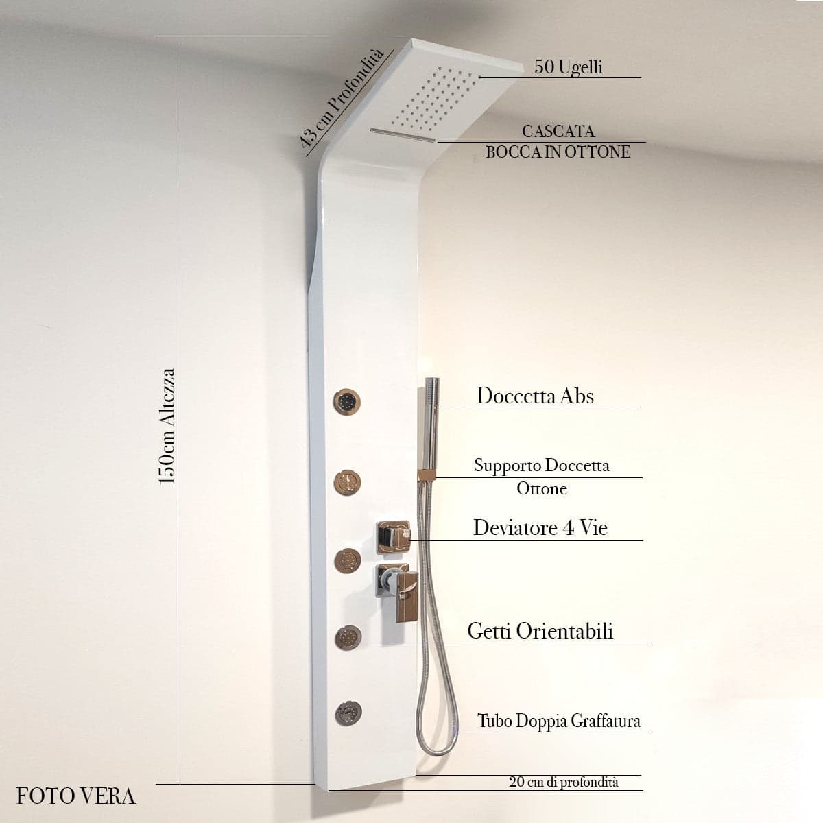 Colonna Doccia Idromassaggio Bianca| Smeralda in Rubinetti per vasca Mondialshop - Parabiago, commercioVirtuoso.it