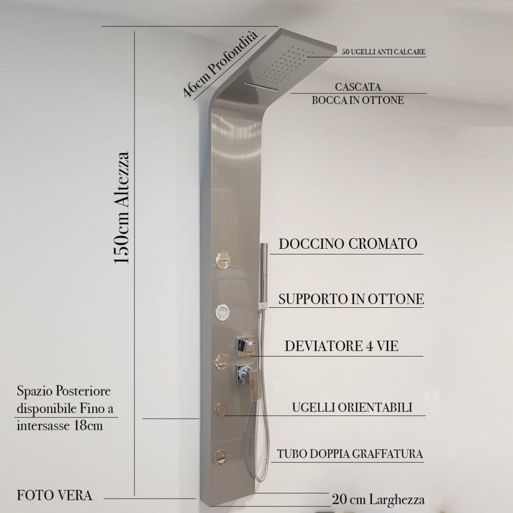 Colonna Doccia Idromassaggio Acciaio Spazzolato| Smeralda in Rubinetti per vasca Mondialshop - Parabiago, commercioVirtuoso.it