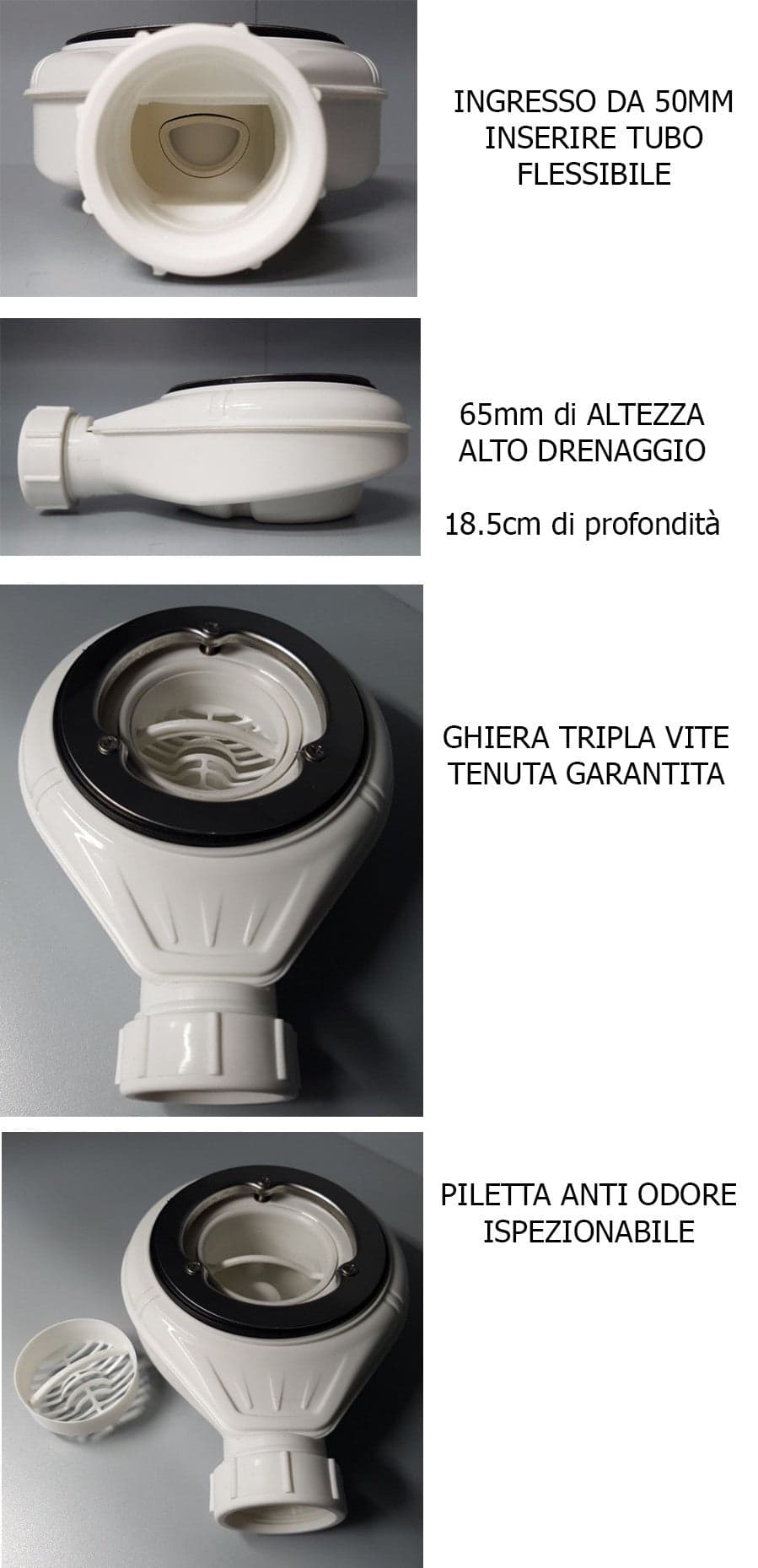 Piatto doccia bianco in marmoresina con griglia inox e Piletta Gratis - STAR PLUS in Rubinetti per vasca Mondialshop - Parabiago, commercioVirtuoso.it