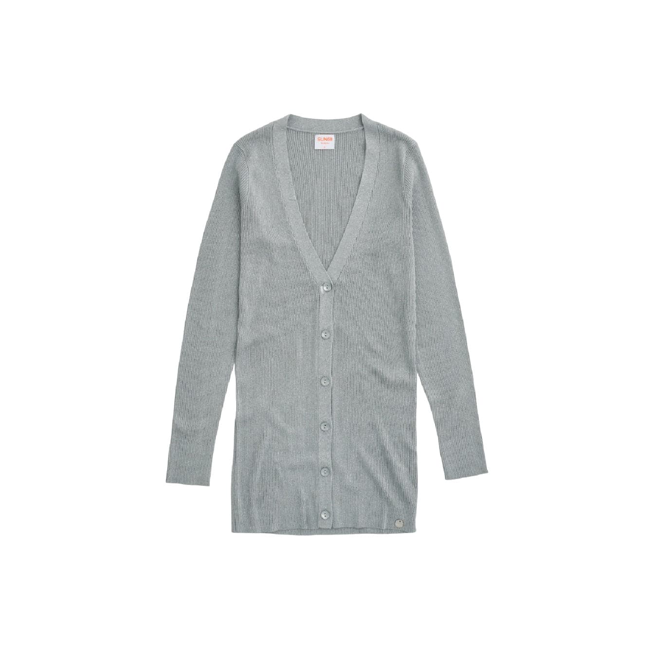 SUN68 Sun68 - Log Cardigan Knit Lurex 06 Grigio Chiaro K31213