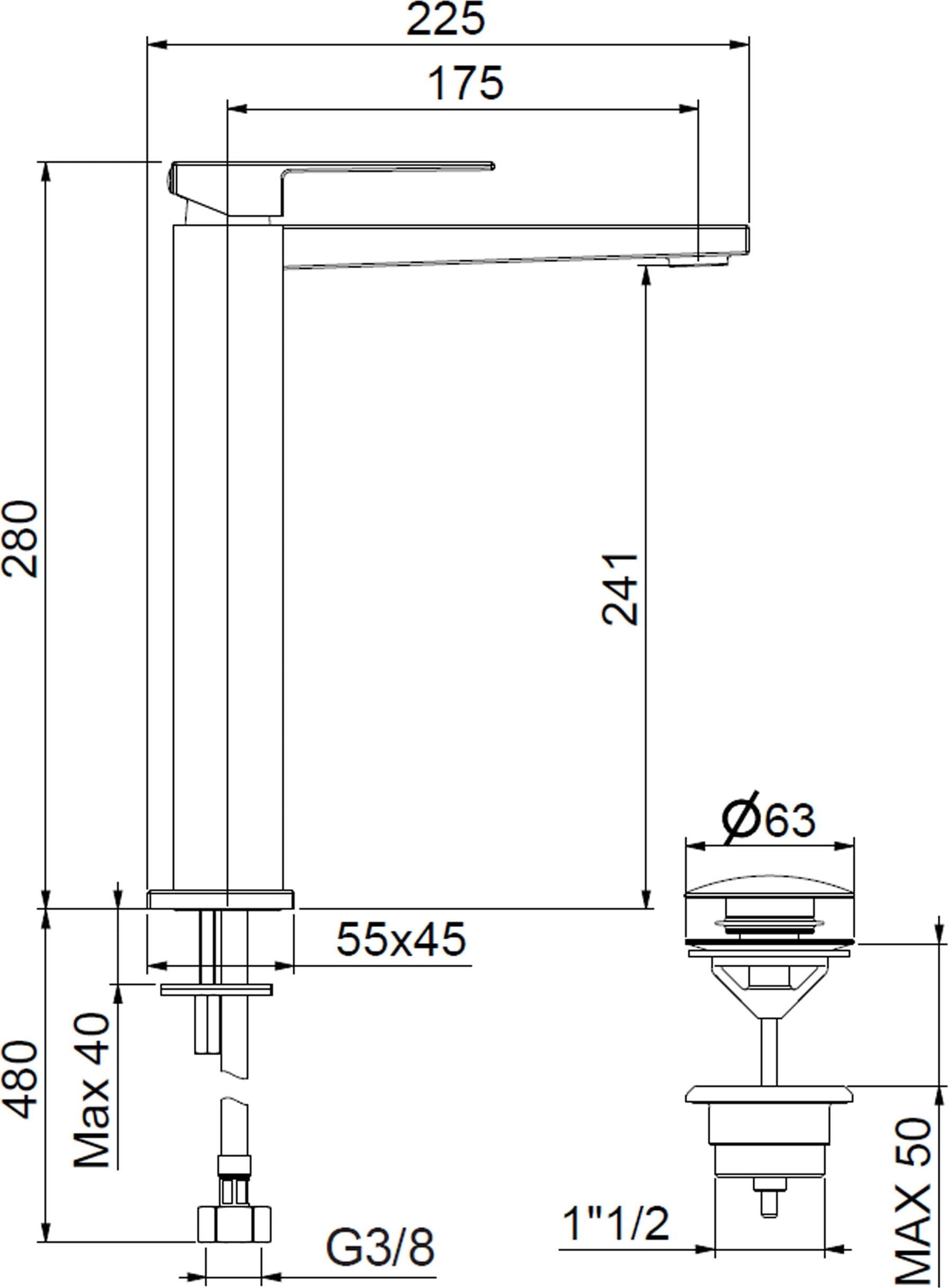 Miscelatore a canna alta per lavabo | Kubo in Rubinetti per lavandini bagno Mondialshop - Parabiago, commercioVirtuoso.it