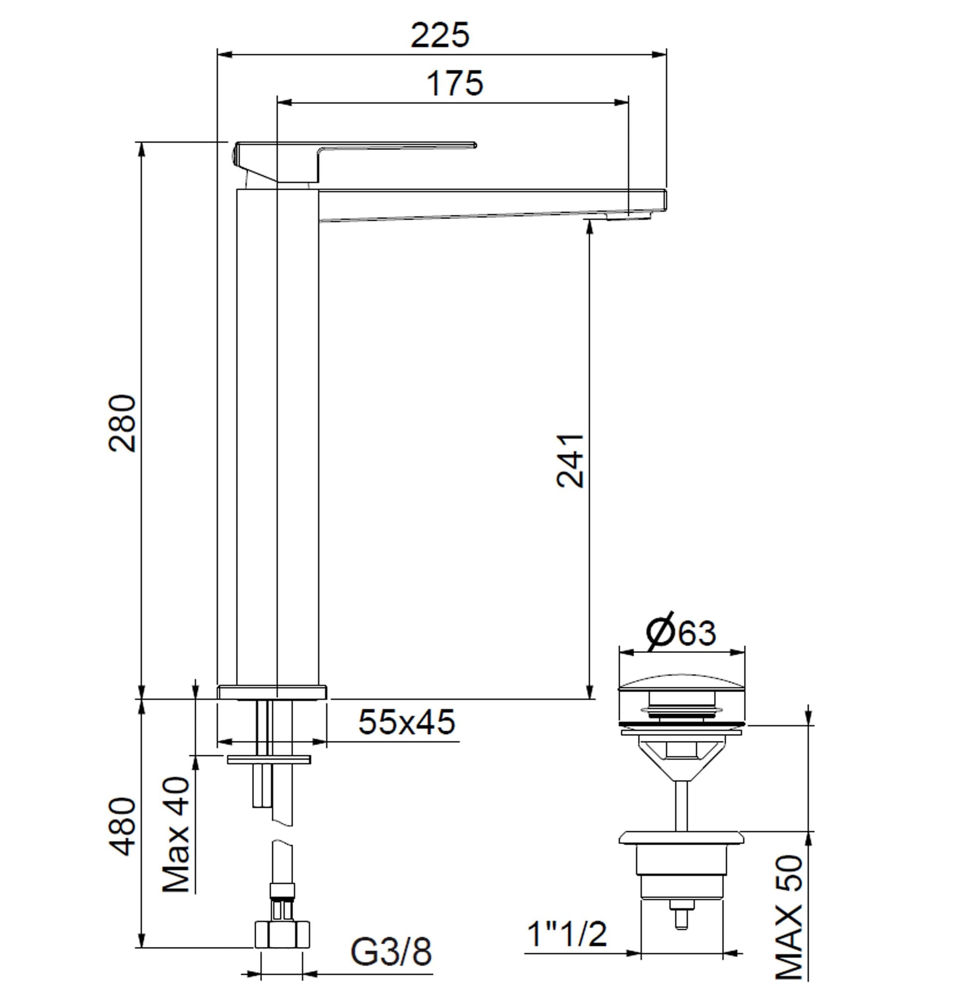 Miscelatore a canna alta per lavabo | Kubo in Rubinetti per lavandini bagno Mondialshop - Parabiago, commercioVirtuoso.it