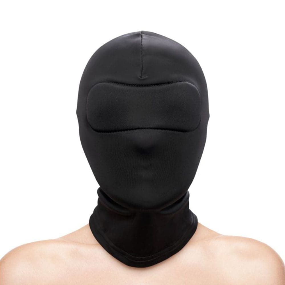 Cappuccio nero maschera integrale aderente senza fori BDSM fetish