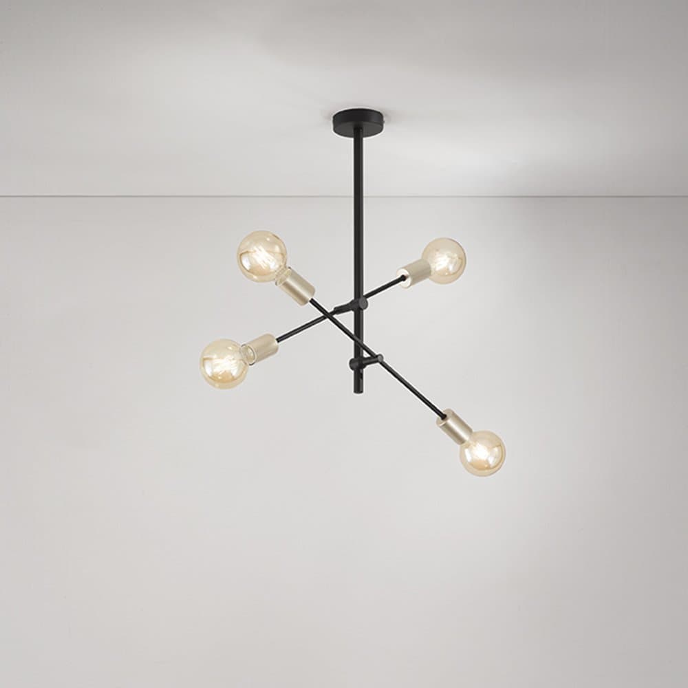 Lampadario In Metailo Ndustrial Vector Nero 4 Luci E27 in Lampadari LuceArt - Montecorvino Pugliano, commercioVirtuoso.it