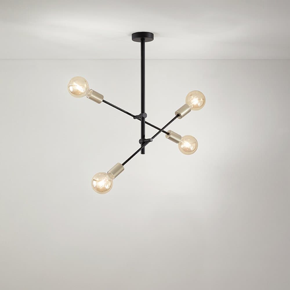 Lampadario In Metailo Ndustrial Vector Nero 4 Luci E27 in Lampadari LuceArt - Montecorvino Pugliano, commercioVirtuoso.it