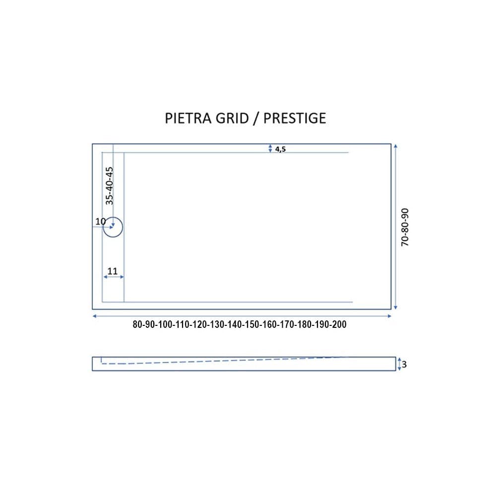 Piatto doccia in marmo resina Tortora pietra cemento GRID in Box doccia Mondialshop - Parabiago, commercioVirtuoso.it