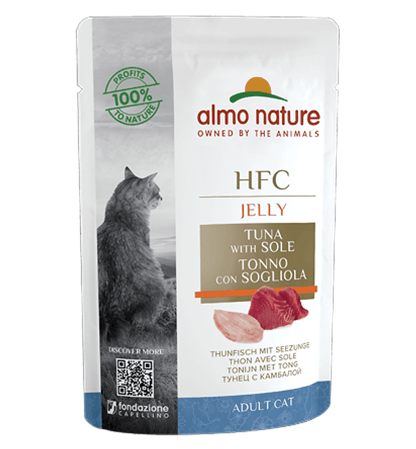 Almo Nature Bustina HFC Jelly gusto Tonno e Sogliola per Gatti Adulti 55gr - 2