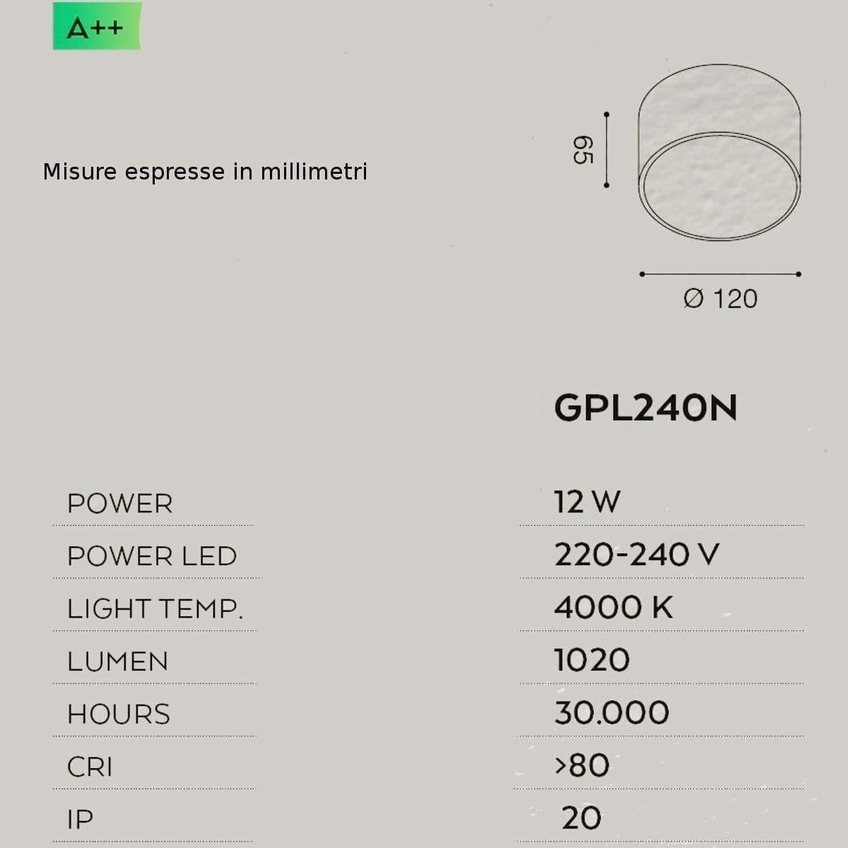 Plafoniera alluminio metacrilato Gea Led CLOE 65 GPL240N LED lampada soffitto bianco moderna in Plafoniere Lampadari Bartalini - Colle di Val d’Elsa, commercioVirtuoso.it