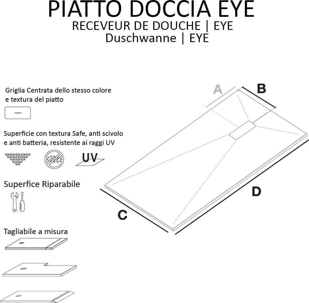 Piatto doccia in marmoresina Crema effetto pietra cemento MAKA in Box doccia Mondialshop - Parabiago, commercioVirtuoso.it