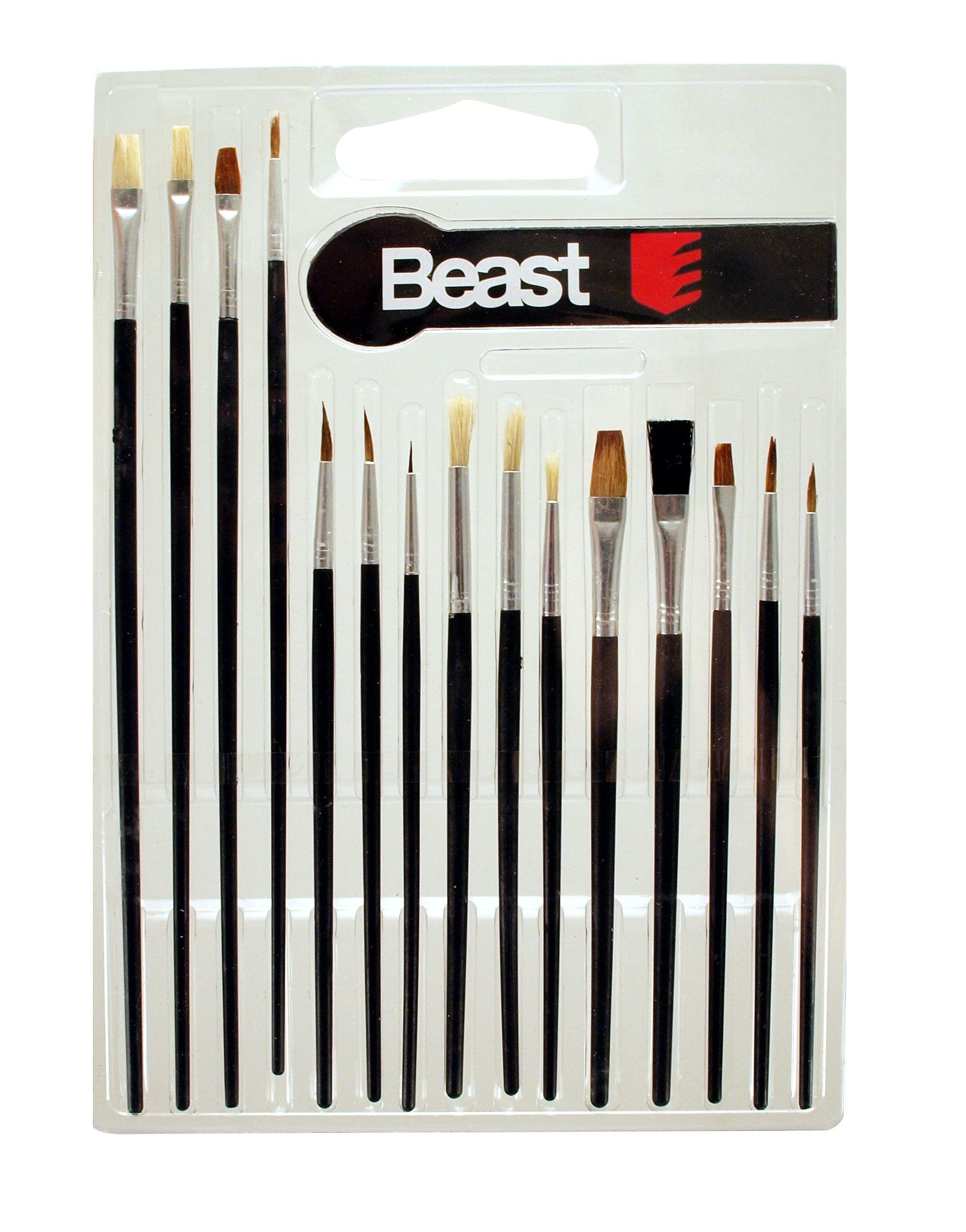 SET DI PENNELLI mix 15 pezzi CON MANICO IN LEGNO VERNICIATO NERO BEAST