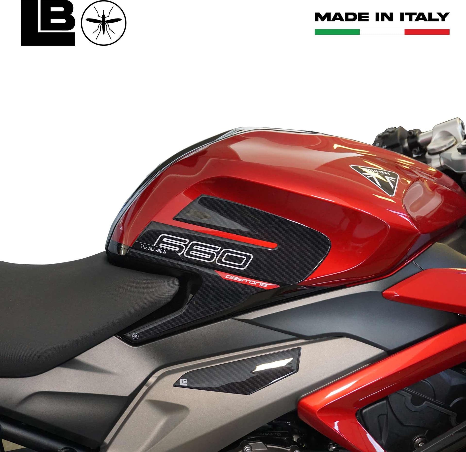 Adesivi 3D compatibili con Triumph Daytona 660 Protezioni Laterali Serbatoio in Paraserbatoio LabelBike - Bibbiano, commercioVirtuoso.it