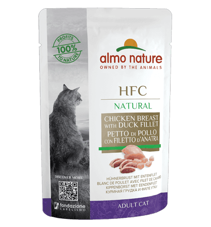 Almo Nature Bustina HFC Natural gusto Pollo e filetto d'Anatra per Gatti Adulti 55gr - 2
