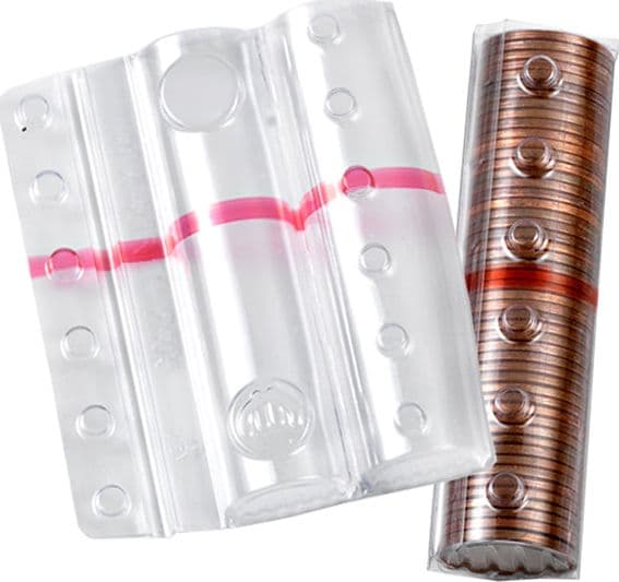 SACCHETTO DA 100 BLISTER PORTAMONETE 5 CENT FASCIA ROSSA