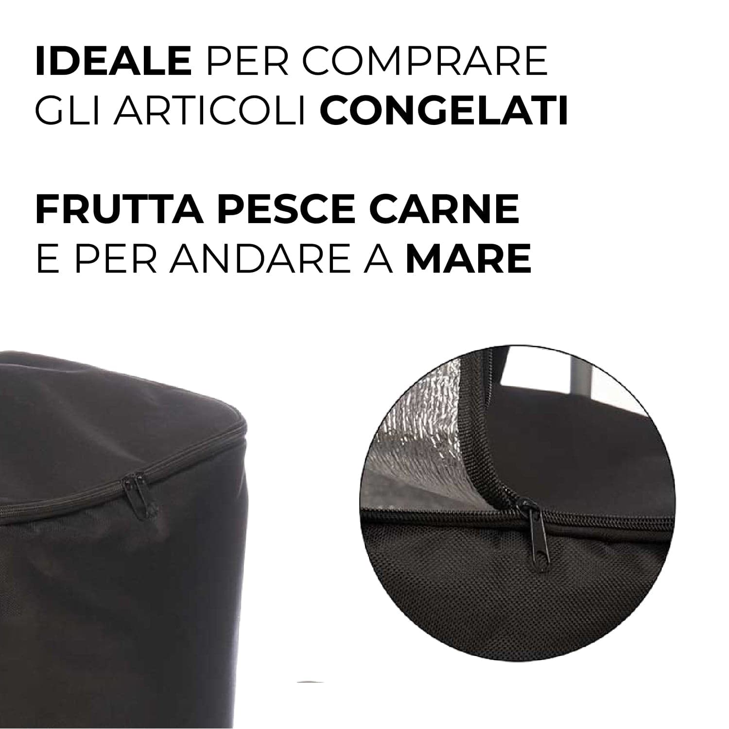 Carrello Porta Spesa con Borsa Termico 32lt Max Peso 25kg Chiusura Ermetica Nero in Trolley per la spesa Danyx - Casoria, commercioVirtuoso.it