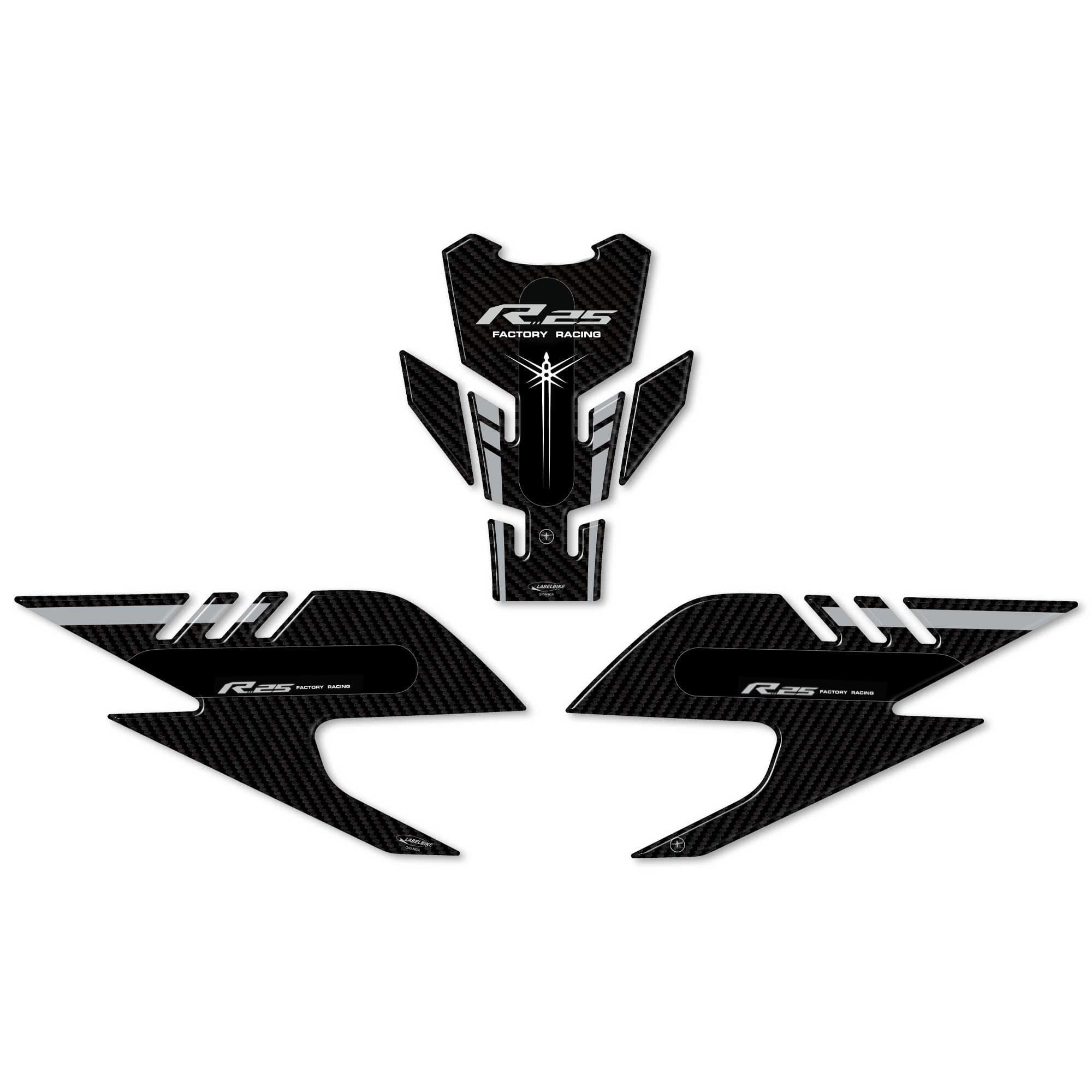 Kit adesivi serbatoio 3D compatibile con Yamaha YZF R25 2019-2023