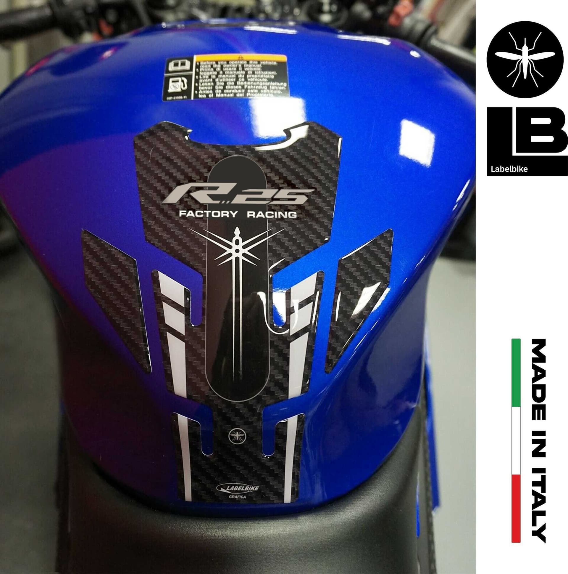 Kit Adesivi gel 3D Protezioni Serbatoio moto compatibili Yamaha YZF R25 2019-23 in Paraserbatoio LabelBike - Bibbiano, commercioVirtuoso.it