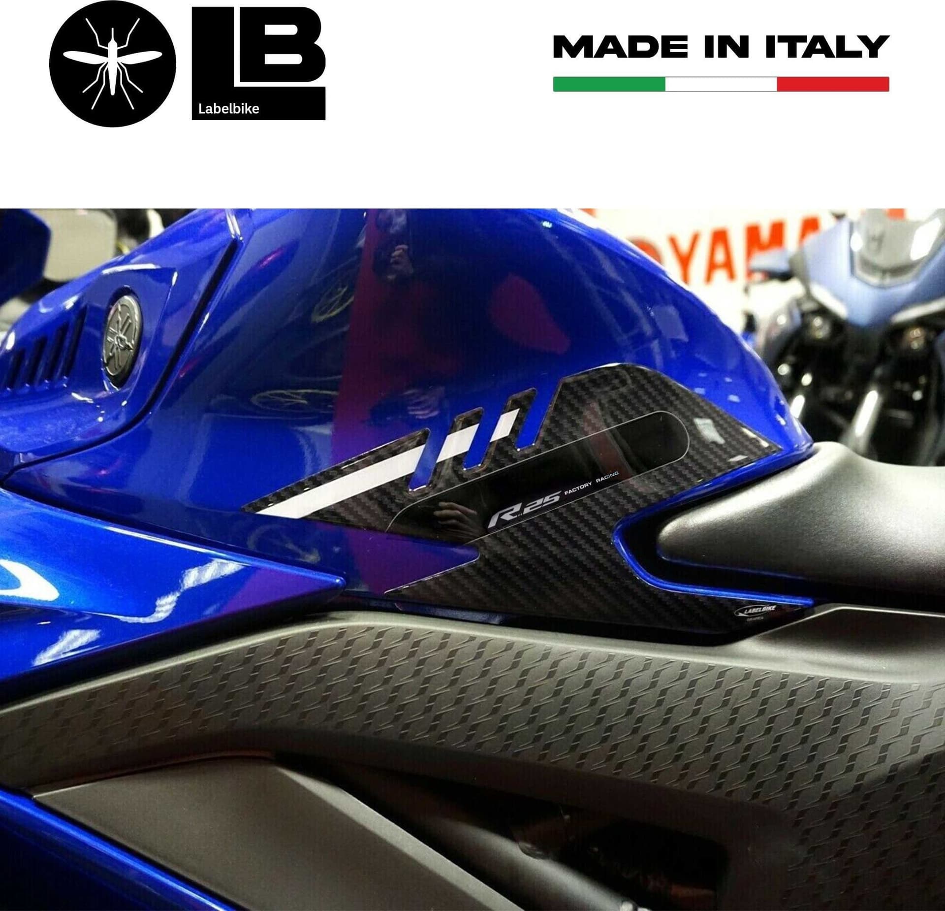 Kit Adesivi gel 3D Protezioni Serbatoio moto compatibili Yamaha YZF R25 2019-23 in Paraserbatoio LabelBike - Bibbiano, commercioVirtuoso.it