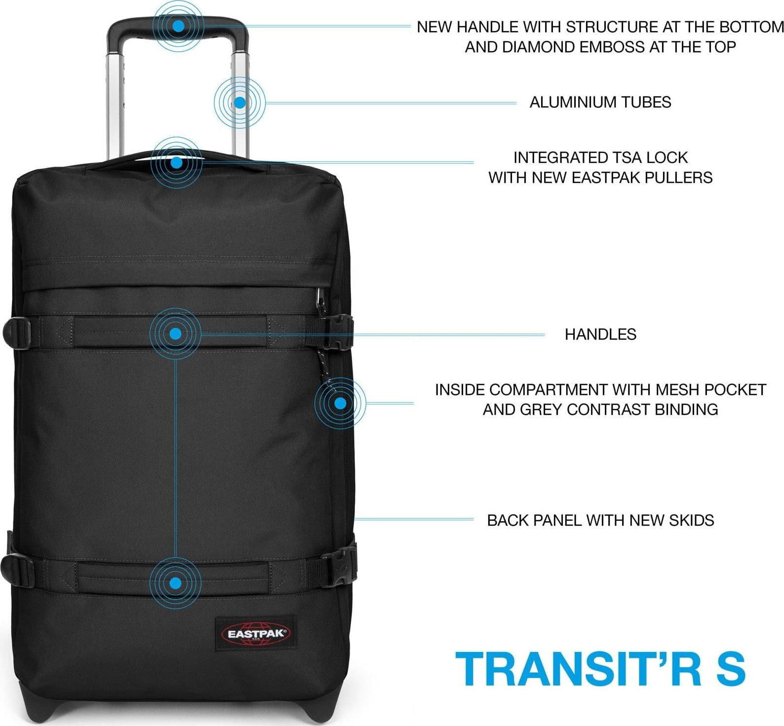 EASTPAK Valigia Transit'R S Black da donna in Valigie Drestige - Casamassima, commercioVirtuoso.it
