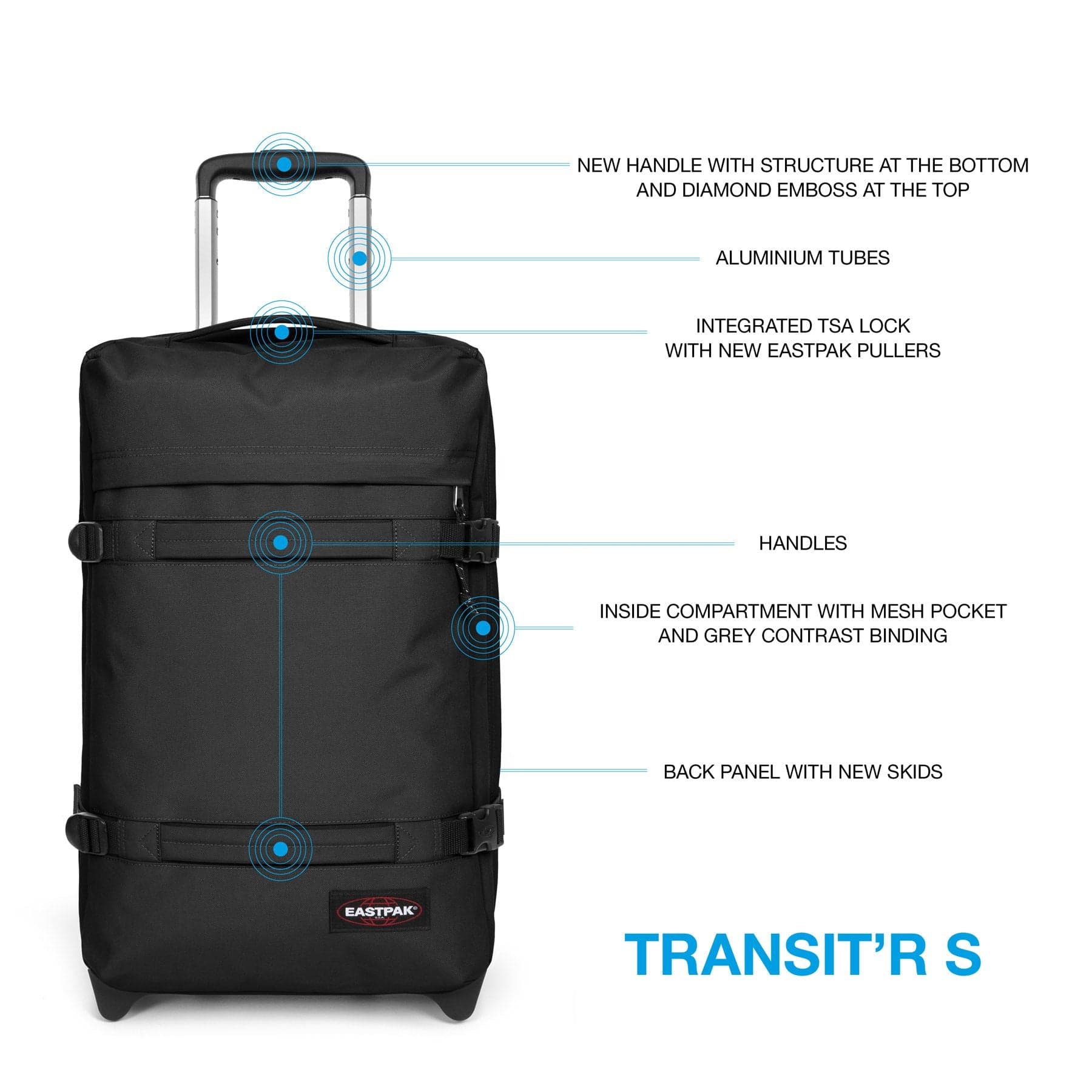 EASTPAK Valigia Transit'R S Black da donna in Valigie Drestige - Casamassima, commercioVirtuoso.it