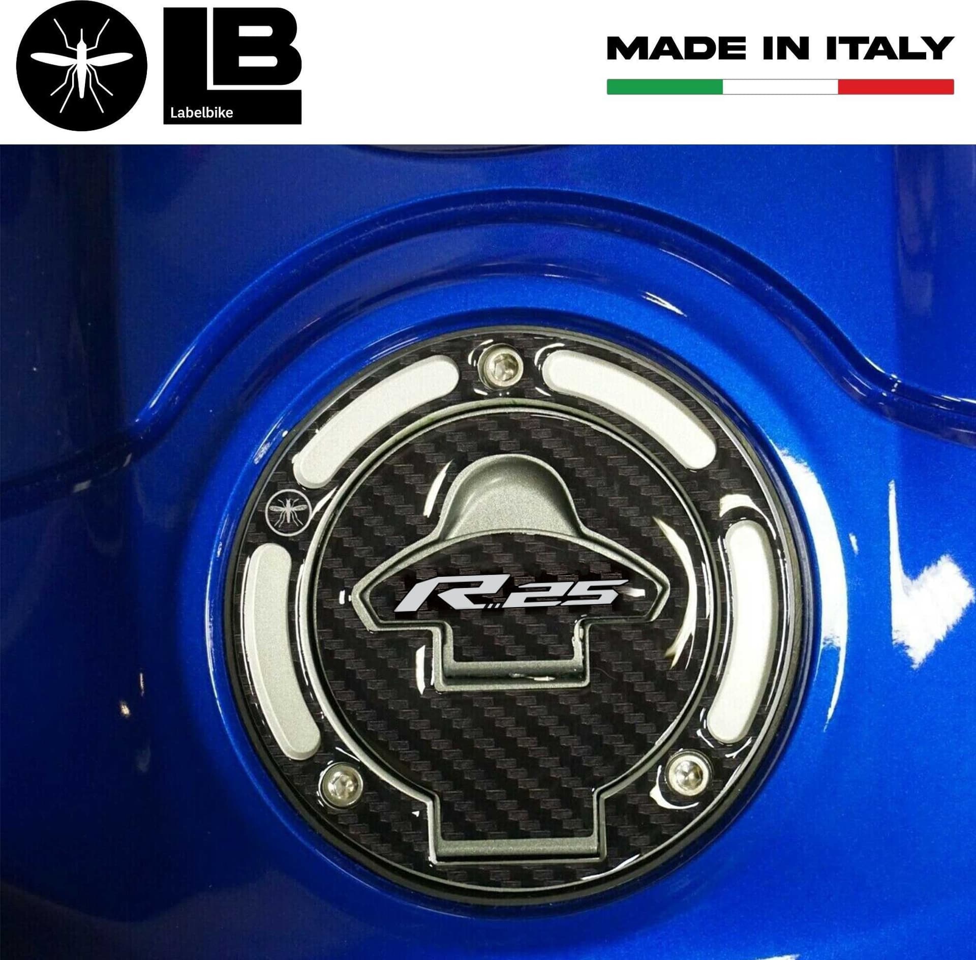Adesivo 3D Protezione Tappo Serbatoio Moto compatibile Yamaha YZF R25 2019-2023 in Paraserbatoio LabelBike - Bibbiano, commercioVirtuoso.it