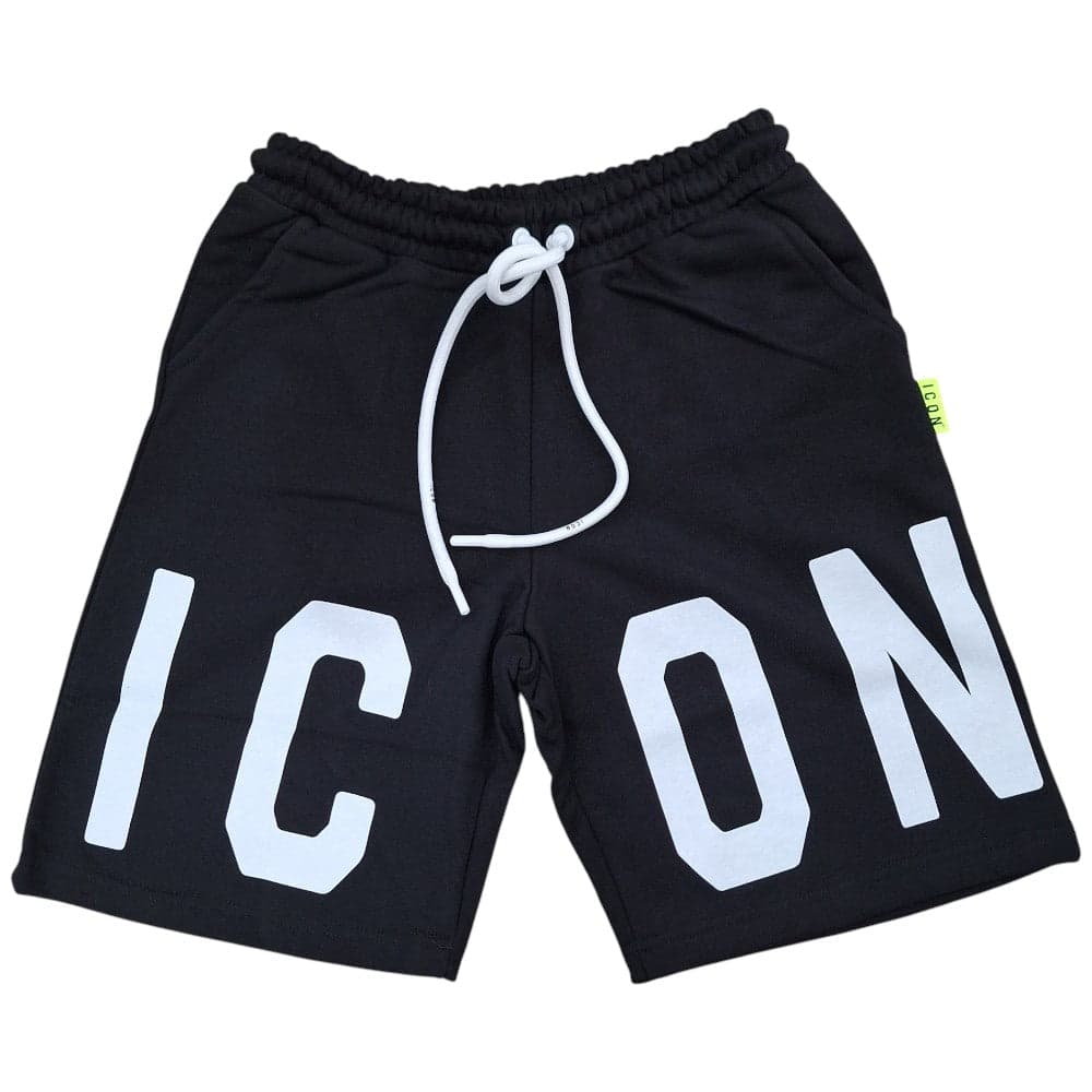 ICON bermuda nero in felpa logo grande ICUS2S5B001 Bermuda ICON