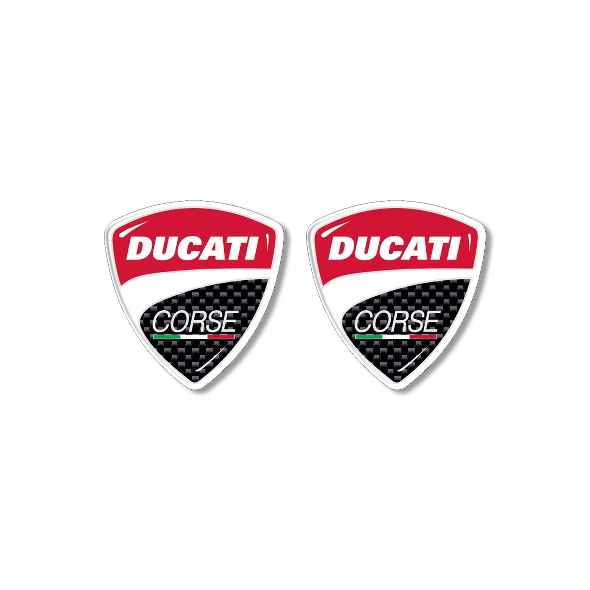 2 Adesivi in Resina 3D Stemmi-Loghi Ducati Corse per Moto-Scooter-Casco 30 mm