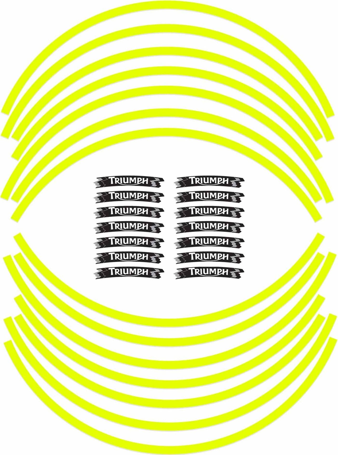 Kit strisce adesive compatibili per cerchi 17 moto Triumph giallo fluo in Decalcomanie adesivi e magneti LabelBike - Bibbiano, commercioVirtuoso.it