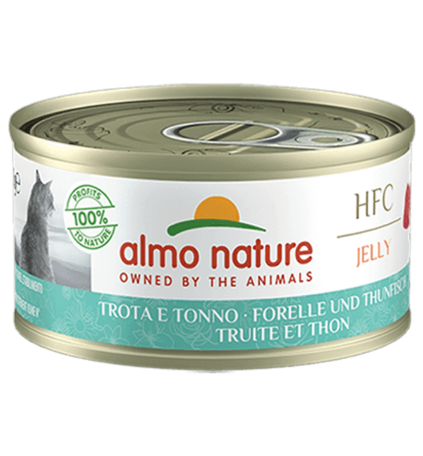 Almo Nature Scatoletta HFC Jelly gusto Tonno e Trota per Gatti Adulti 70gr in prodotto 101 Market - Poggibonsi, commercioVirtuoso.it