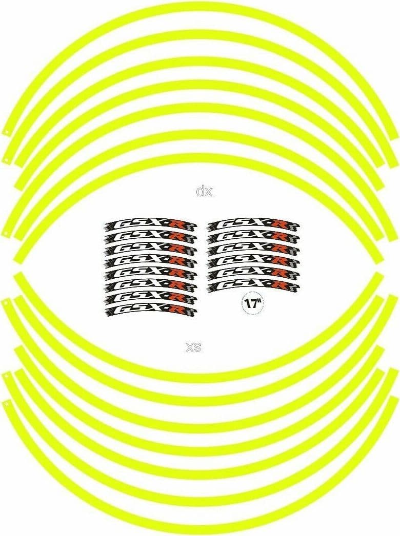 KIT STRISCE ADESIVE compatibili per CERCHI MOTO GSX-R SUZUKI GSXR - GIALLO FLUO in Decalcomanie adesivi e magneti LabelBike - Bibbiano, commercioVirtuoso.it