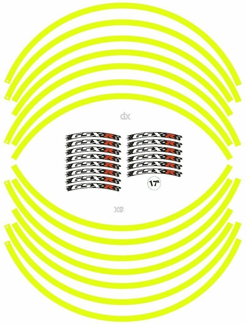 KIT STRISCE ADESIVE compatibili per CERCHI MOTO GSX-R SUZUKI GSXR - GIALLO FLUO in Decalcomanie adesivi e magneti LabelBike - Bibbiano, commercioVirtuoso.it