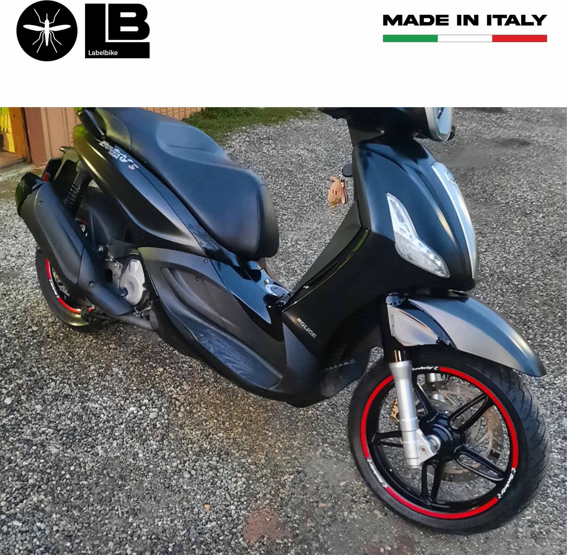 KIT STRISCE ADESIVE CERCHI compatibili per SCOOTER PIAGGIO BEVERLY Rosse-Bianche in Decalcomanie adesivi e magneti LabelBike - Bibbiano, commercioVirtuoso.it