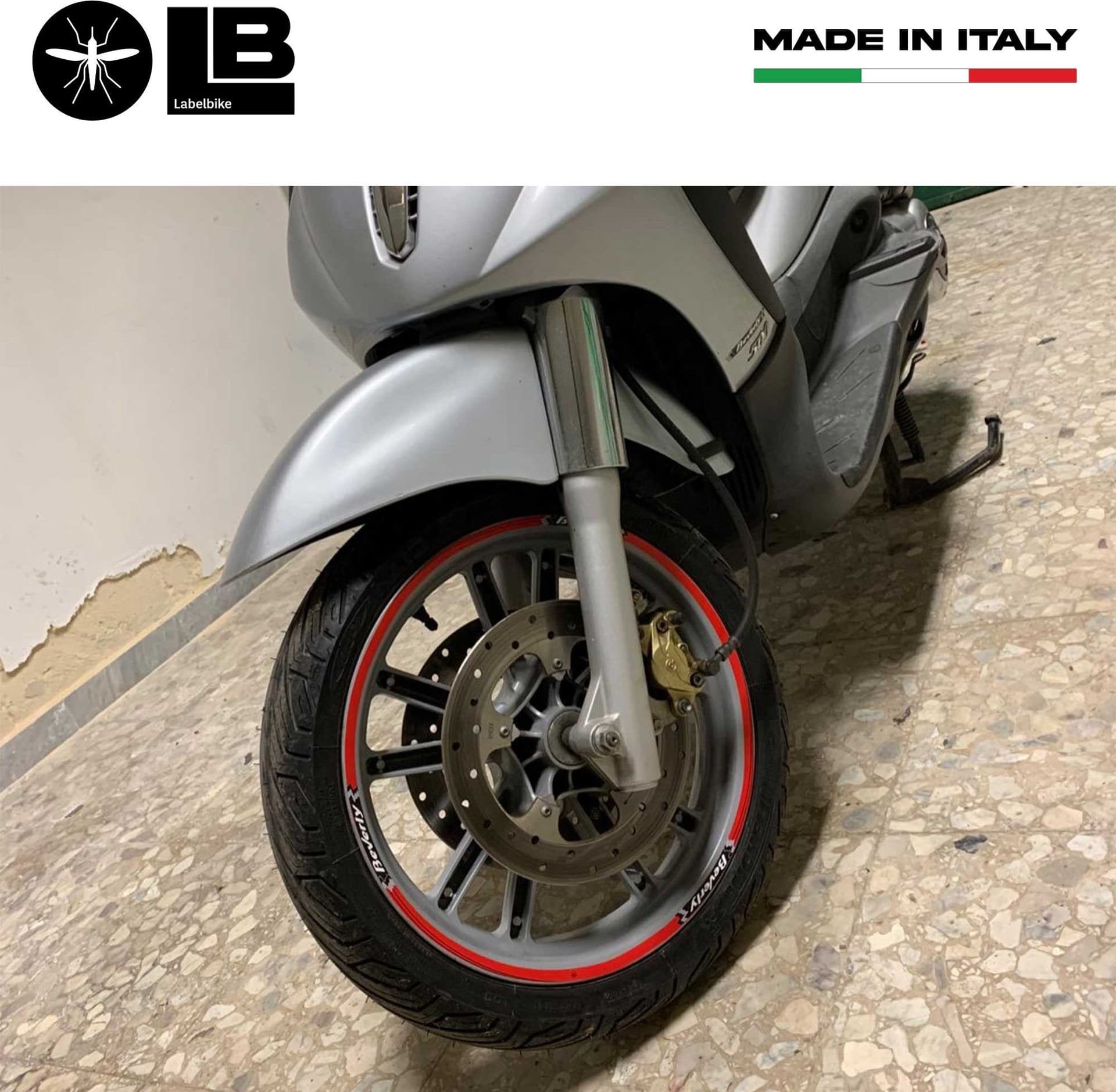 KIT STRISCE ADESIVE CERCHI compatibili per SCOOTER PIAGGIO BEVERLY Rosse-Bianche in Decalcomanie adesivi e magneti LabelBike - Bibbiano, commercioVirtuoso.it