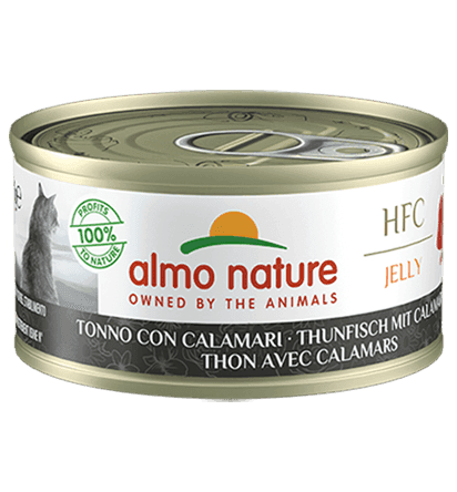Almo Nature Scatoletta HFC Jelly gusto Tonno e Calamari per Gatti Adulti 70gr in prodotto 101 Market - Poggibonsi, commercioVirtuoso.it
