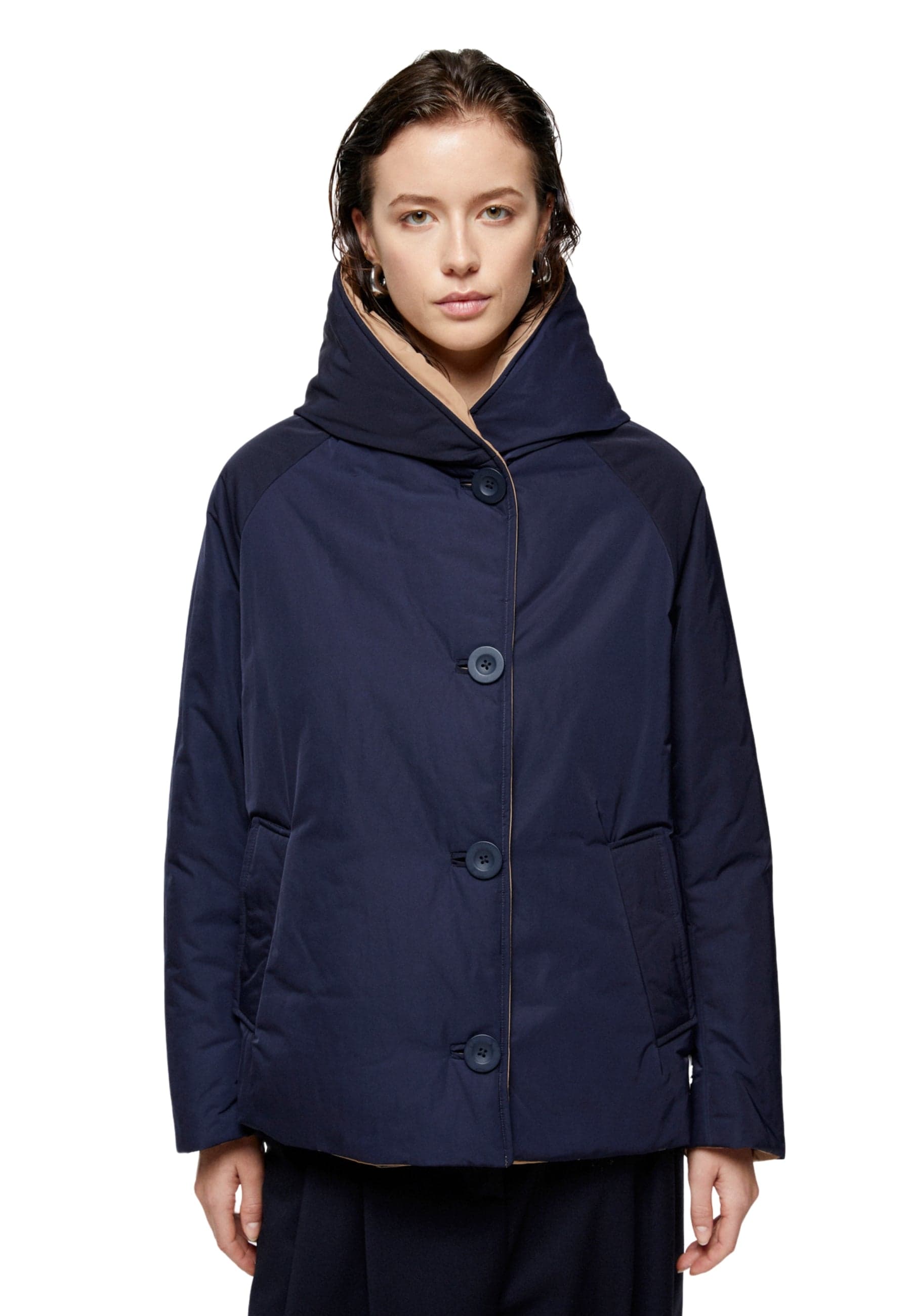 OOF Impermeabile Imbottito Donna Reversibile corto Blu e Cammello da donna in Giacche Drestige - Casamassima, commercioVirtuoso.it
